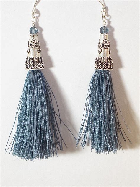 Blue tassel earrings | Blue tassel earrings, Tassel earrings, Blue tassel