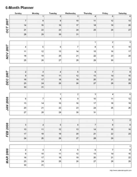 Free Calendar 6 Month Printable Blank Calendar Template