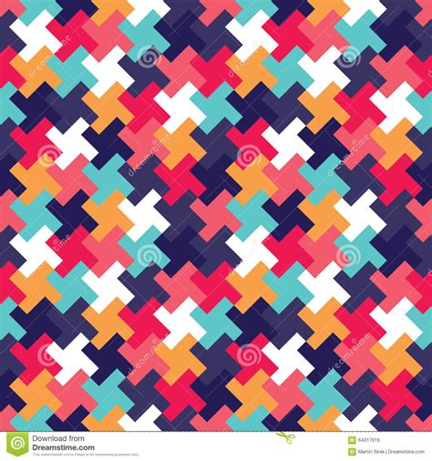 Vector Modern Seamless Colorful Geometry Puzzle Pattern Color Abstract