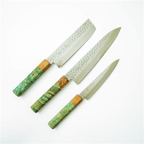 Sakai Kyuba Knife Set Gyuto Nakiri Petty Olive Green Japanese