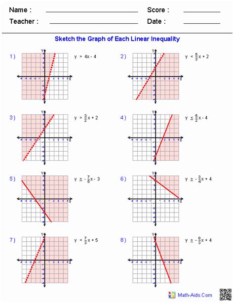 Graphing Linear Equations Worksheets With Answers