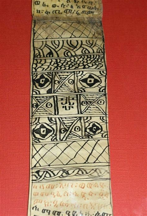 Antique Ethiopian Christian Orthodox Geez Vellum Healing Scroll