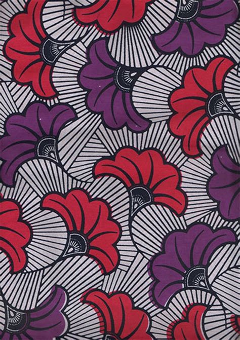 African Fabric Per Yard Red And Purple Floral Wax Print