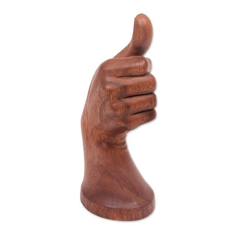 Unicef Market Hand Wood Sculpture Artisan Crafted In Bali Thumbs Up