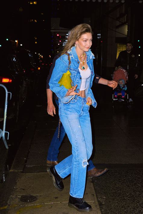 Denim Gigi Hadid Jeans Gigi Hadid Wears The Double Denim Trend For Summer Teen Vogue Find