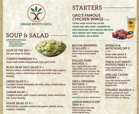 Menu Grass Roots Grill