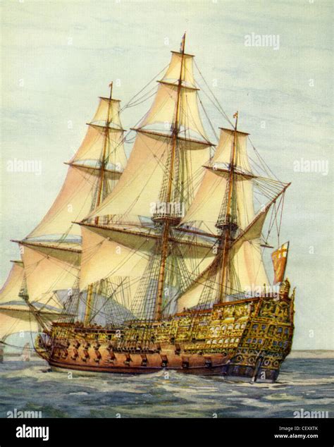 Hms Royal Sovereign 1638 1697 Painted By Naval Historian Gregory