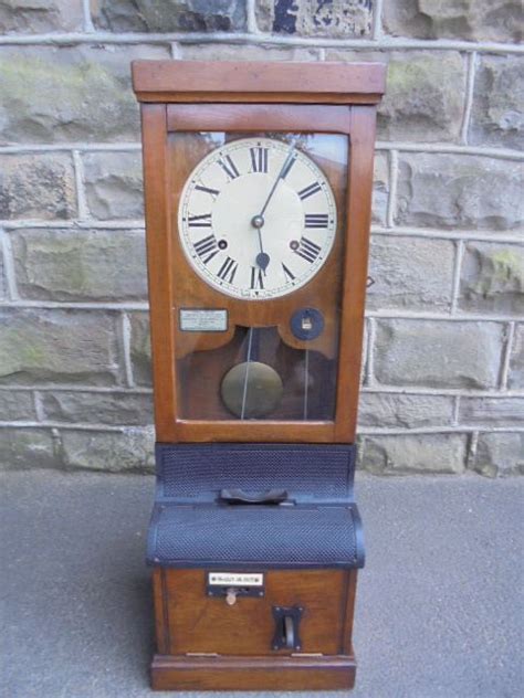 Antique Oak Cased Factory Clock Clocking In Clock Time Recording Clock