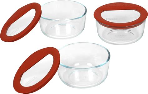 Pyrex Premium 6 Piece Glass Food Storage Set Cookware Lids Glassware And Drinkware