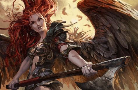 Our community is ready to answer. Warrior angel fantasy art redhair fantasy girl woman ...