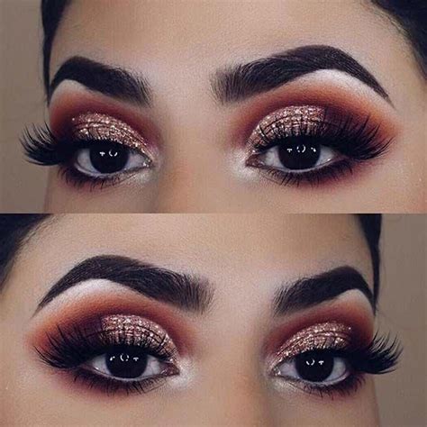 Brown Smokey Eye With Glitter For Brown Eyes Makeupideas Glam Makeup