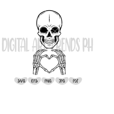 Skull Heart Svg Skeleton Hand Heart Sign Svg Bones Tatto Inspire
