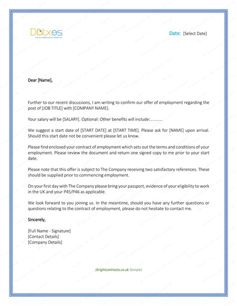 Offer of employment letter template canada collection letter, 40 professional job offer acceptance letter email templates, offer letter templates in doc 50 free word pdf example of job offer letter under fontanacountryinn com. Job Offer Letter - Download Free Formats and Sample for ...