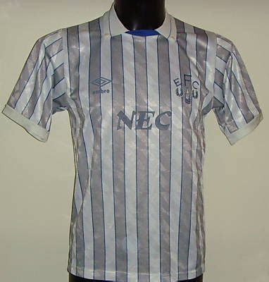 Everton Away Football Shirt 1988 1991 Sponsored By NEC