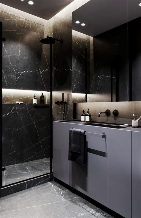 Black Marble Bathroom Interior Design Ideas