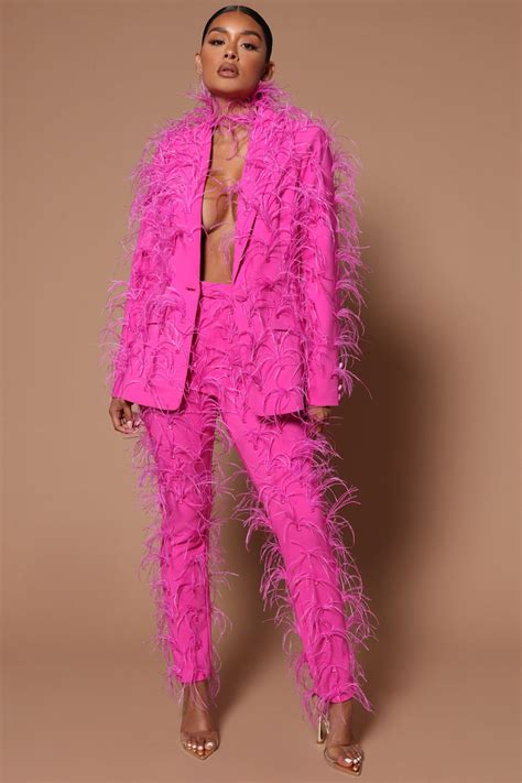 Adalynn Feathered Pant Hot Pink Fashion Nova Luxe Fashion Nova