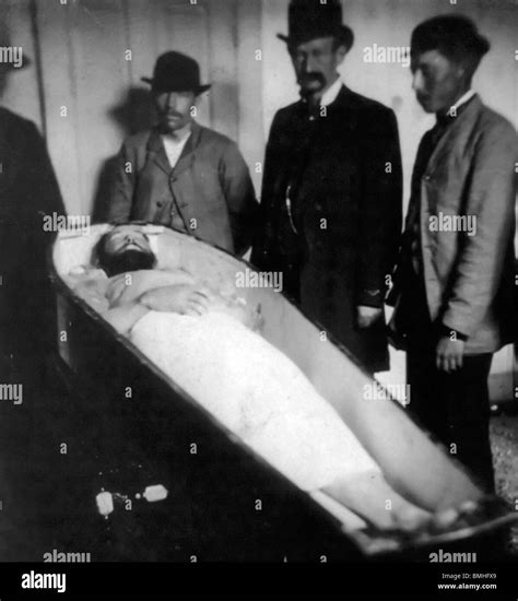 Jesse James American Outlaw Dead In Coffin Body Half Covered With