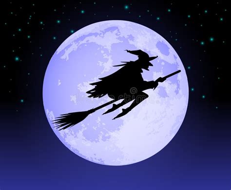 Witch Flying Past The Moon Stock Vector Illustration Of Magic 20977094