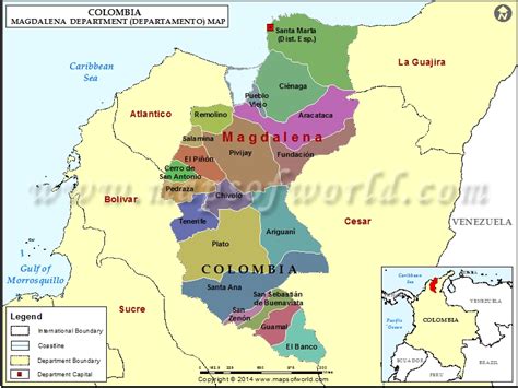 Map Of Magdalena Department Colombia