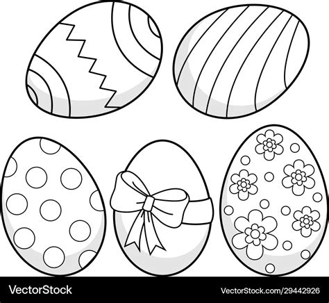 Easter Eggs Black And White Coloring Page Vector Image