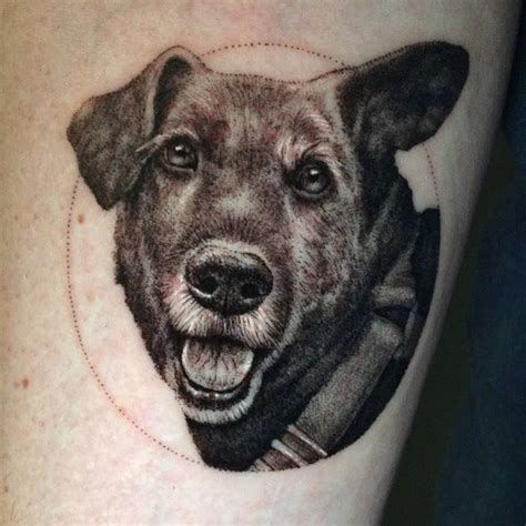 Micro Realistic Dog Portrait Tattoo On The Inner