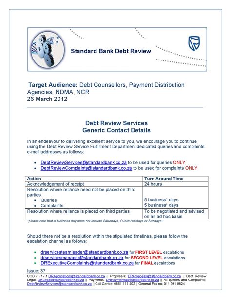 std bank contact details  debt review matters