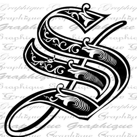 Letter Initial S Monogram Old Engraving Style Type By Graphique