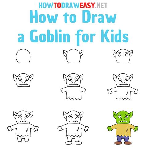 How To Draw A Goblin Step By Step Easy Doodle Art Elementary Drawing
