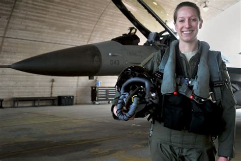 Female Air Force Fighter Pilot Stands Alone