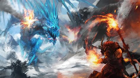 Dragon And Demon Game Splash Art Dragon Guild Wars 2 Hd Wallpaper
