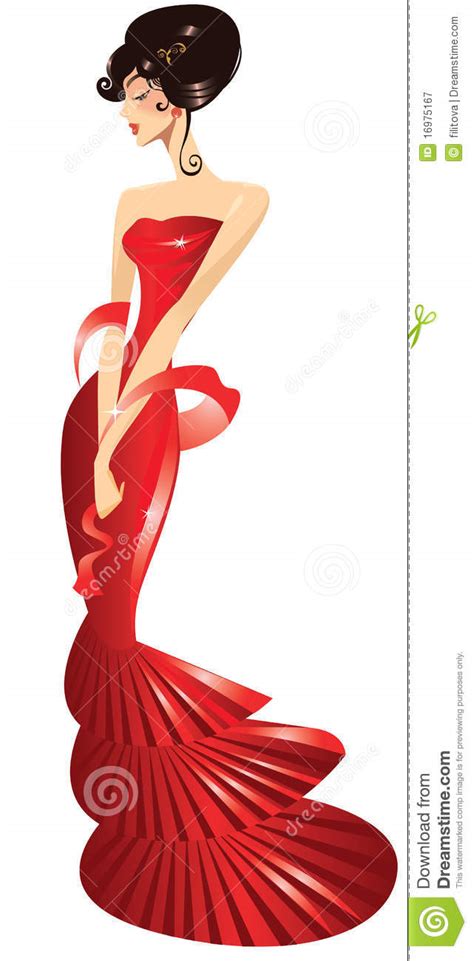 Glamour Lady In Red Dress Stock Vector Illustration Of Head 16975167