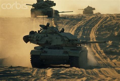 A Usmc M60a1 Rise Tank Of The 8th Tank Battalion Rolls Through A Saudi