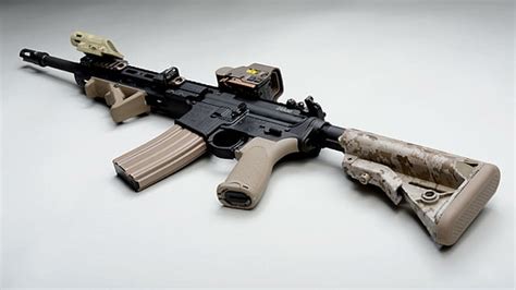 Hd Wallpaper Black Assault Rifle With Tactical Scope Ar 15 Rifles