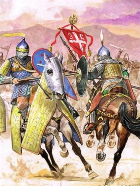 Kataphract Of The Tagmata Battles Seljuk Ghulam Near The Labarum In The