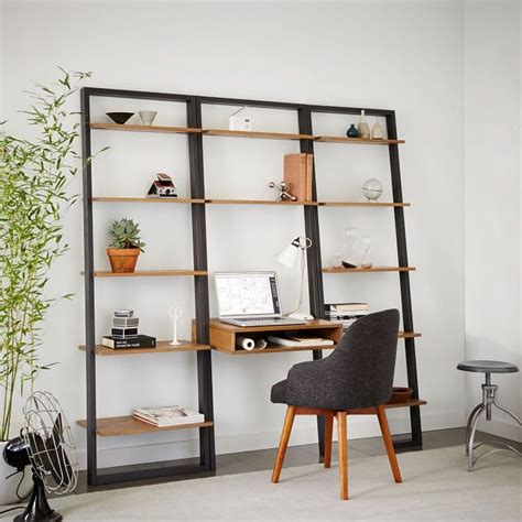 Ladder Shelf Storage Desk Set 2 Wall Desk 2 Wide Shelves Sandstone
