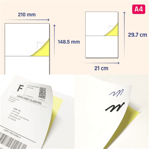 210 X 1485 Mm A4 White Stickers Labels Sheets Townstix