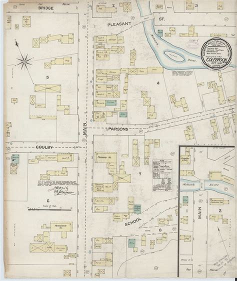 Colebrook New Hampshire 1887 Old Map New Hampshire Fire Insurance
