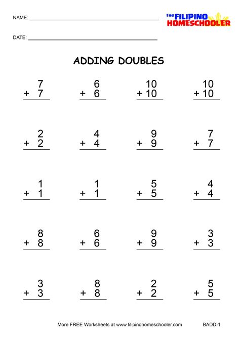 Adding Doubles Worksheets 2nd Grade Multiplication Facts Worksheets