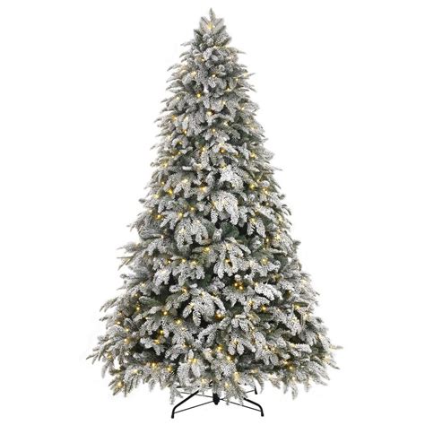 75 Ft Pre Lit Led Flocked Mixed Christmas Pine Tree With 500 Warm