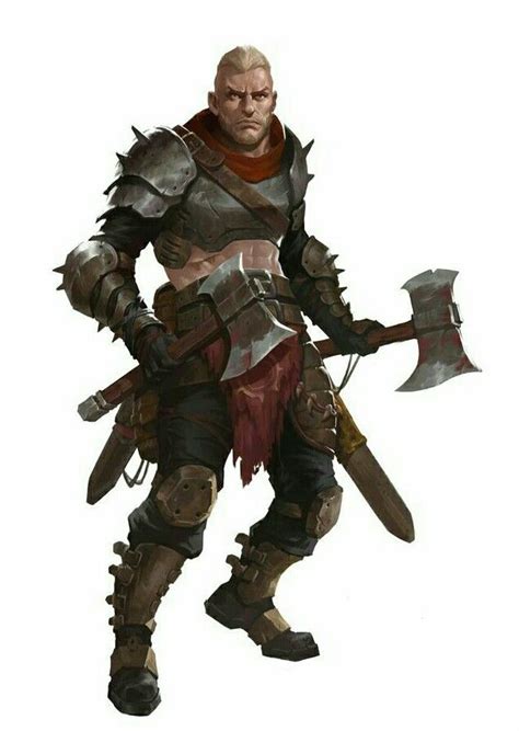 dual axe fighter pathfinder pfrpg dnd dandd d20 fantasy dungeons and dragons characters