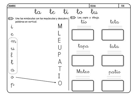 Lectoescritura Letra T Fichas Escritura Infantil