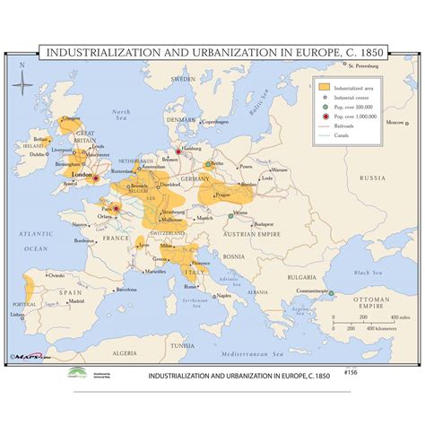 Industrialization And Urbanization Europe 1850 Map Shop Us And World