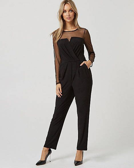 Knit And Mesh Illusion Neck Jumpsuit Le ChÂteau I Would So Rock This