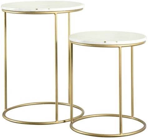 Coaster Vivienne Whitegold 2 Piece Round Marble Top Nesting Tables