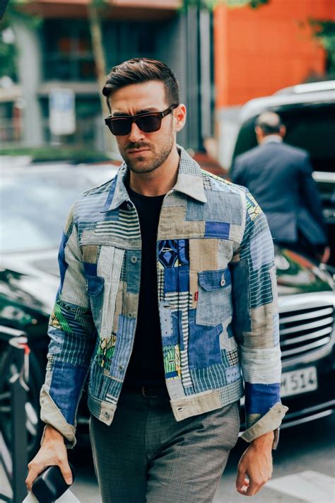 Patchwork Jacket Mens Fashion Street Style Fashion Pinterest