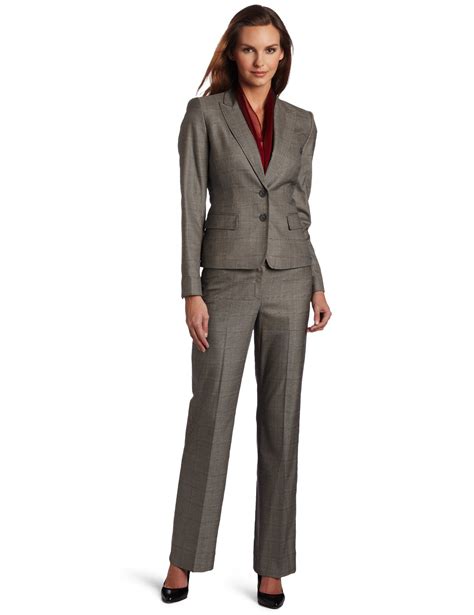 B005mi0giq Anne Klein Womens Glen Plaid Jacket And Pant Suit Set