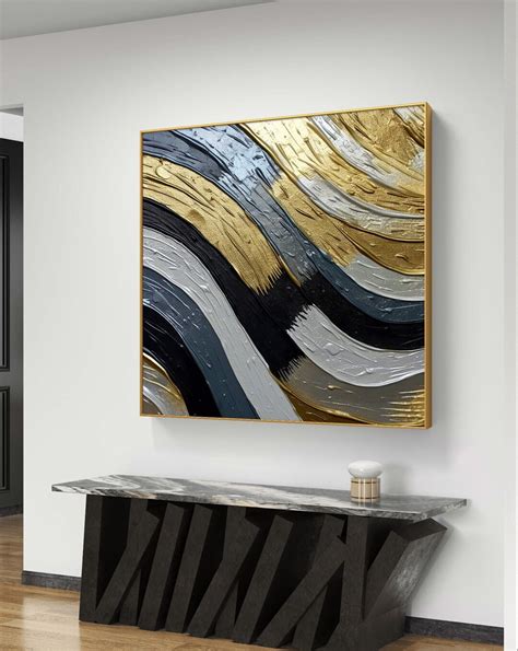 Black And White Gold Abstract Art Oil Paintingl Print Wall Art