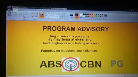 The language of the newscast is english and filipino. ABS CBN Channel 2 PG Advisory in Tagalog Filipino 2009 ...