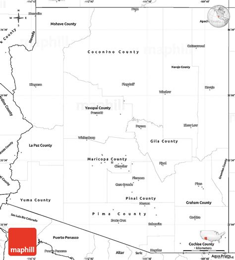 Simple Arizona Map Time Zones Map