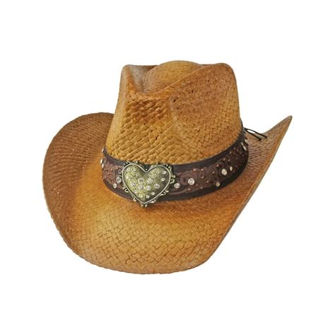 Luxury Divas Womens Rhinestone Heart Adjustable Western Cowboy Hat